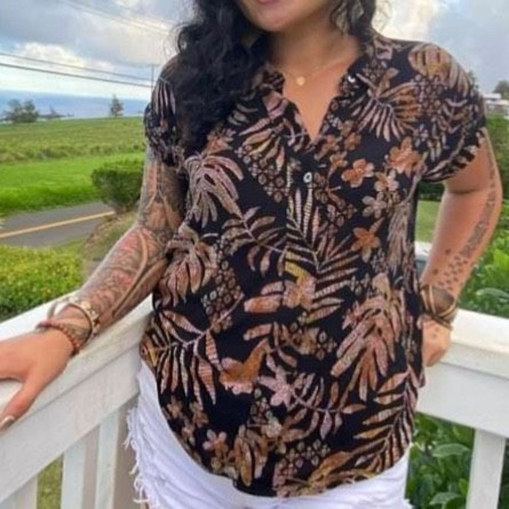 A New Day Tropical Gauze Front Blouse | M